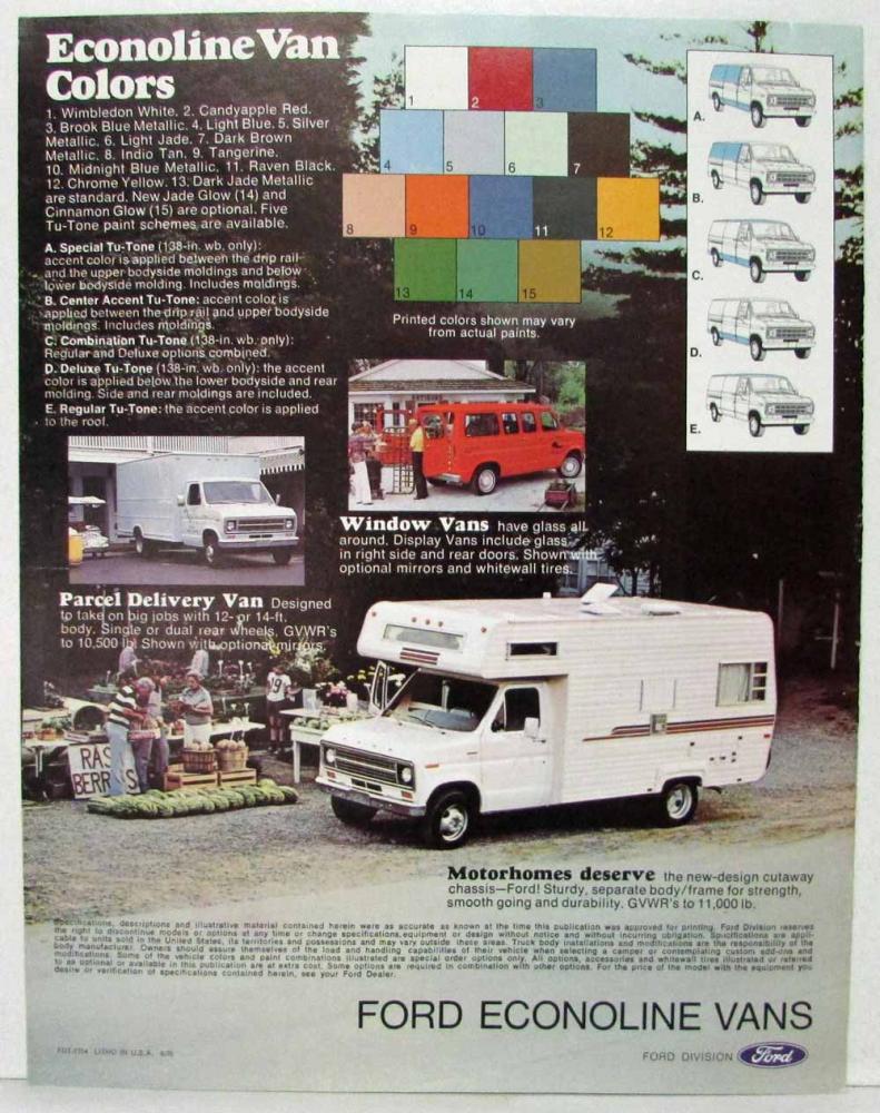 1977 Ford Econoline Chateau Standard Cargo Vans Series E Truck Sales ...