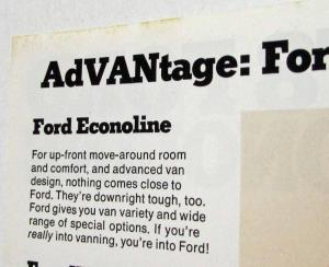 1978 Ford Econoline Cheateau Custom Standard Van E Series Truck Sale Brochure