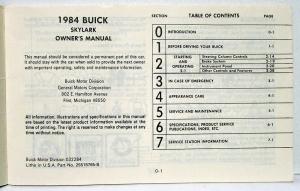 1984 Buick Skylark Owners Operators Manual Original