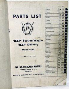 1948 Willys Jeep Dealer Parts List Book Station Wagon Panel Delivery 4-63 Orig