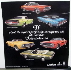 1970 Dodge Challenger RT V8 SE 426 Hemi 440 6 Pack 383 340 Sales Brochure RARE