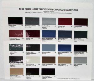 1988 Ford Light Trucks Exterior Paint Chips Ranger F-Series Bronco Econoline