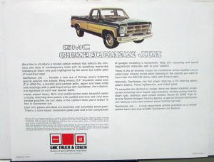 1975 GMC Truck Dealer Sales Brochure Gentleman Jim Special Edition Pickup