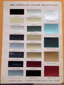 1964 Cadillac Paint Chips Dealer Color Selections Display Card Original