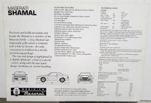 1990 1991 1992 1993 1994 1995 Maserati Shamal Spec Sheet - UK Market