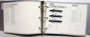 1984 Chevrolet Dealer Album Data Book Value Guide Camaro Monte Carlo Caprice