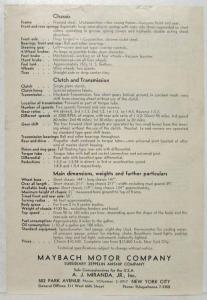 1932 Maybach 12 Cylinder Type Zeppelin Spec Sheet