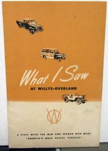 1947-50 Willys Overland Informational Brochure Pencil Sketches Of Factory Jeep