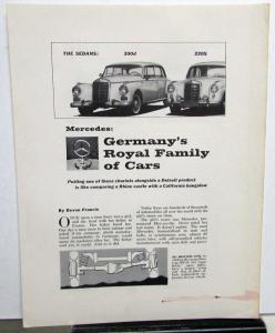 1960 Mercedes-Benz Germany Royal Family of Cars Popular Science Article Reprint