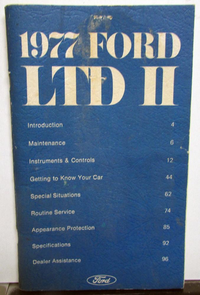 1977 Ford LTD II and Ranchero Owners Operators Manual Original