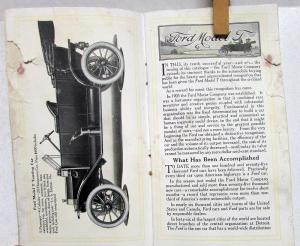 1913 Ford Model T Sales Brochure Touring Car Runabout Town Car Sales Brochure