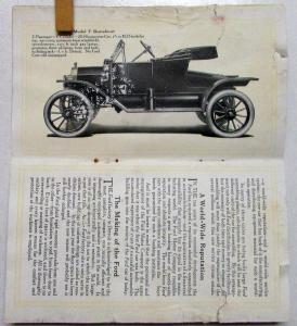 1913 Ford Model T Sales Brochure Touring Car Runabout Town Car Sales Brochure