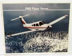 1981 Piper Arrow Airplane Sales Brochure Aviation Features & Info Original