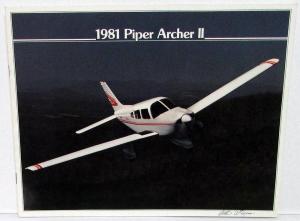 1981 Piper Archer II Airplane Sales Brochure Aviation Features & Info Original