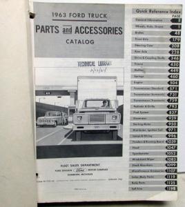 1963 63 Ford Truck Parts Catalog Manual F 100 250 350 Pickup Diesel HD Tilt Cab