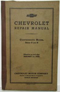 1932 Chevrolet Car and Truck Service Shop Repair Manual Confederate Series B & N