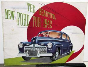 Ford 1942 Large Sales Brochure W/ Woody Wagon Flathead Original