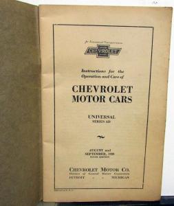 1930 Chevrolet Universal Series AD Owners Operators Manual Original