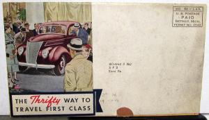 1937 Ford V8 85 60 Sedan Coupe Color Sales Folder Mailer Original