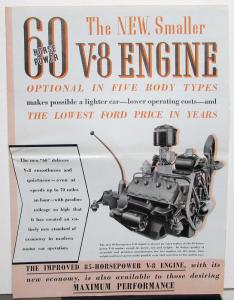 1937 Ford 60HP Flathead V8 Sales Brochure Original Large Folder