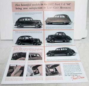 1937 Ford 60HP Flathead V8 Sales Brochure Original Large Folder