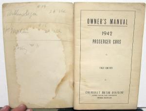 1942 Chevrolet Master Special Deluxe Owners Operators Manual Original