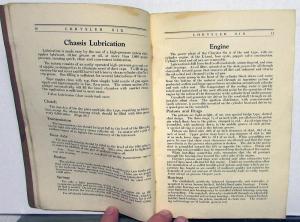 1925 Chrysler Six Owners Operators Instruction Manual Original Sixth Edition