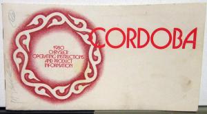 1980 Chrysler Cordoba Owners Operators Manual Orginal