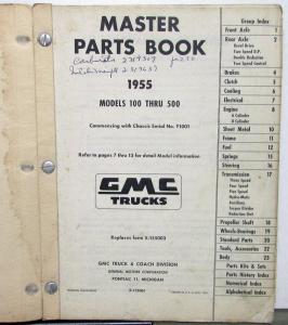 1955 GMC Truck Dealer Master Parts Book Catalog Models 100 Thru 500 Pickup Orig