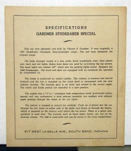 1947 Studebaker Gardner Special Specifications