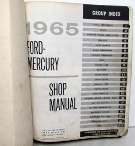 1965 Ford and Mercury Service Shop Repair Manual Monterey Parklane Galaxie