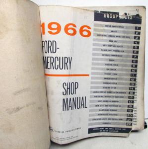 1966 Ford & Mercury Service Shop Repair Manual Falcon Galaxie Parklane Monterey