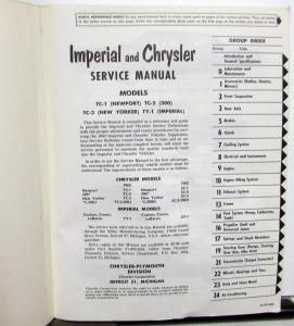 1963 Imperial Chrysler Crown LeBaron New Yorker 300 Service Shop Repair Manual