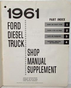 1961 Ford Diesel Truck Service Shop Repair Manual Supplement