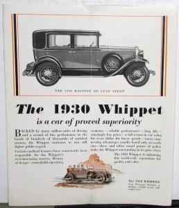 1930 Whippet 96A 98A Sedan Coupe Commercial Chassis Roadster Specs Sale Brochure