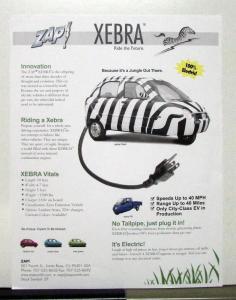 2006 2007 2008 2009 Zap Xebra Electric Car Sales Brochure