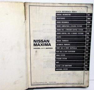 1985 Nissan Maxima Service Shop Repair Manual Model U11 Series