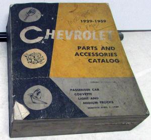 1929-1959 Chevrolet Parts & Accessories Catalog Book Car Corvette Pickup Truck