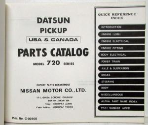 1979 Datsun Pickup Parts Catalog US & Canada Model 720 Series