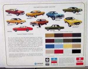 1974 Dodge Dart & Challenger Color Sales Folder Specs Equip Exterior Colors