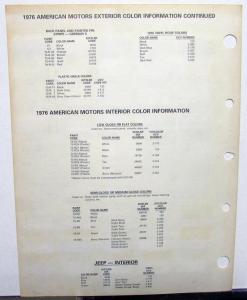 1976 Jeep Cherokee CJ Eagle Wagoneer Paint Chips By PPG