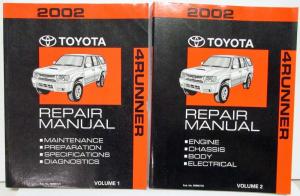 2002 Toyota 4Runner Service Shop Repair Manual Set Vol 1 & 2