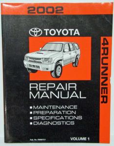 2002 Toyota 4Runner Service Shop Repair Manual Set Vol 1 & 2