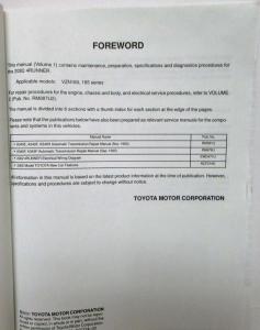 2002 Toyota 4Runner Service Shop Repair Manual Set Vol 1 & 2