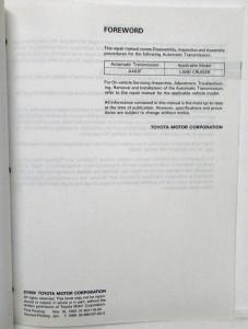 1993 Toyota Auto Transmission Service Repair Manual A442F Land Cruiser US & CA