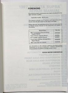 1987 Toyota Supra Service Shop Repair Manual