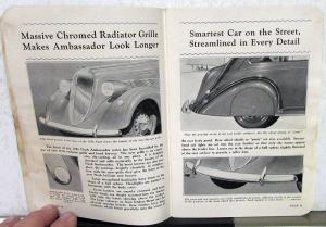 1936 Nash Dealer Data Facts Book Sales Reference Ambassador Series Features Secs