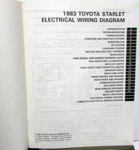 1983 Toyota Starlet Service Shop Repair Electrical Wiring Diagram Manual