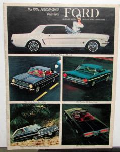 1964 Ford Mustang Falcon Fairlane Thunderbird Sales Brochure Rev 2 64 Original