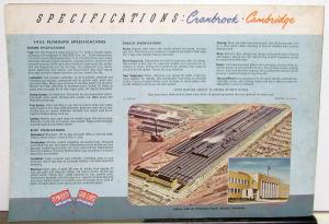 1953 Plymouth Cranbrook Cambridge Dealer Sales Brochure ORIGINAL